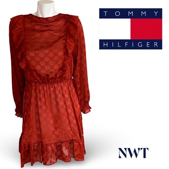 NWT - Tommy Hilfiger Womens Ruffled Chiffon Mini Dress BHFO 2716 - Picture 3 of 10